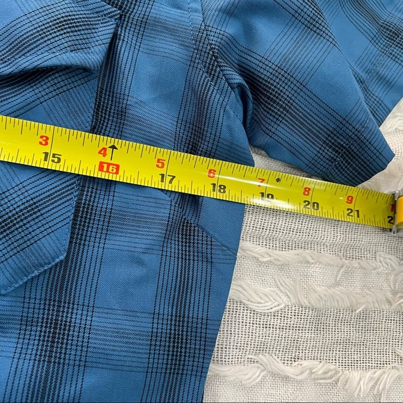 Dixxon Flannel Shirt Womens Sz M  Caicos Blue Black Plaid Short Sleeve Western - Picture 9 of 11